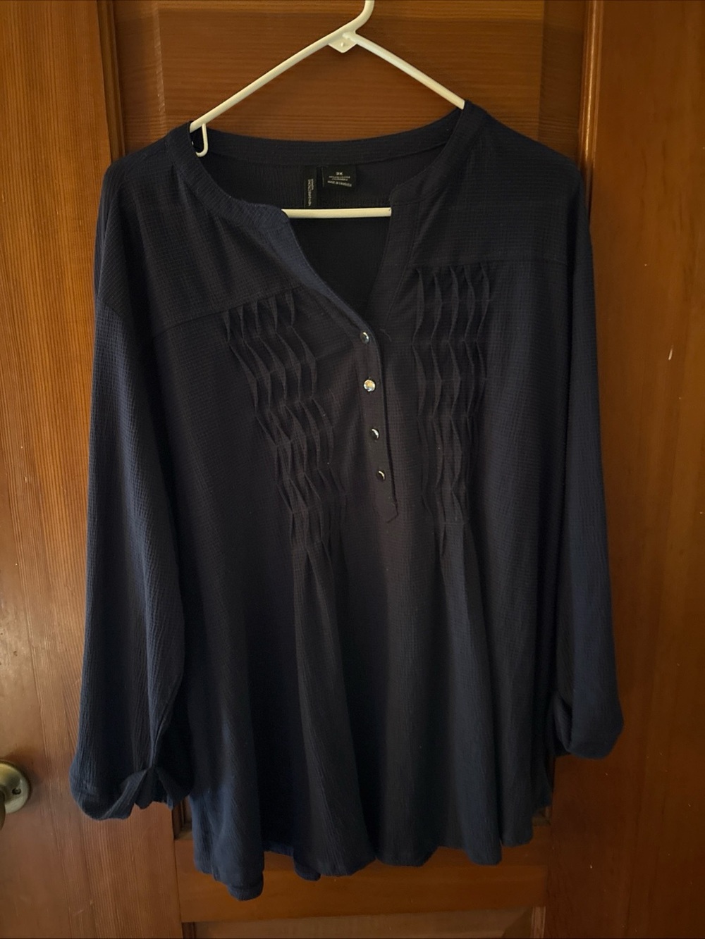 new directions Navy Pleated Henley Tunic